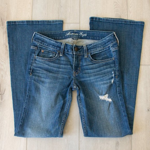 AE Hipster flare stretch dark wash Size 4R - Picture 1 of 17